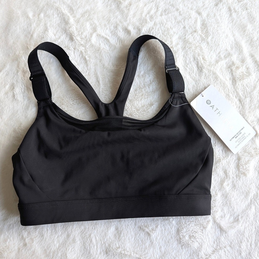 Athleta Ultimate Adjustable Bra D-DD Black SuperSonic Medium Impact Sports NEW